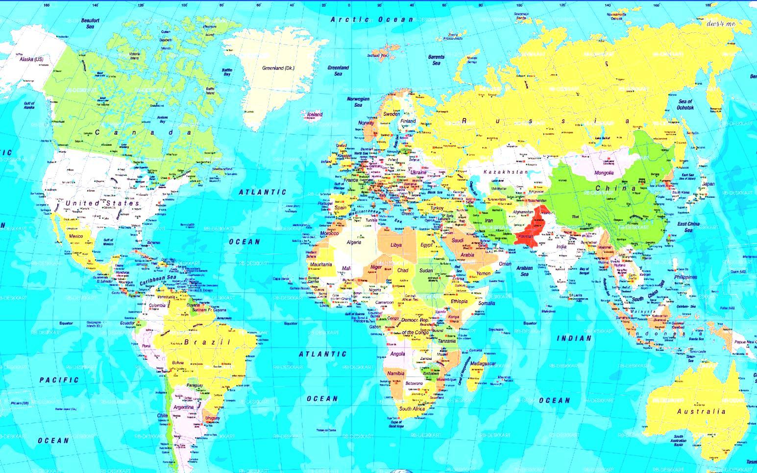 World Map With Countries Free Download - Map of world
