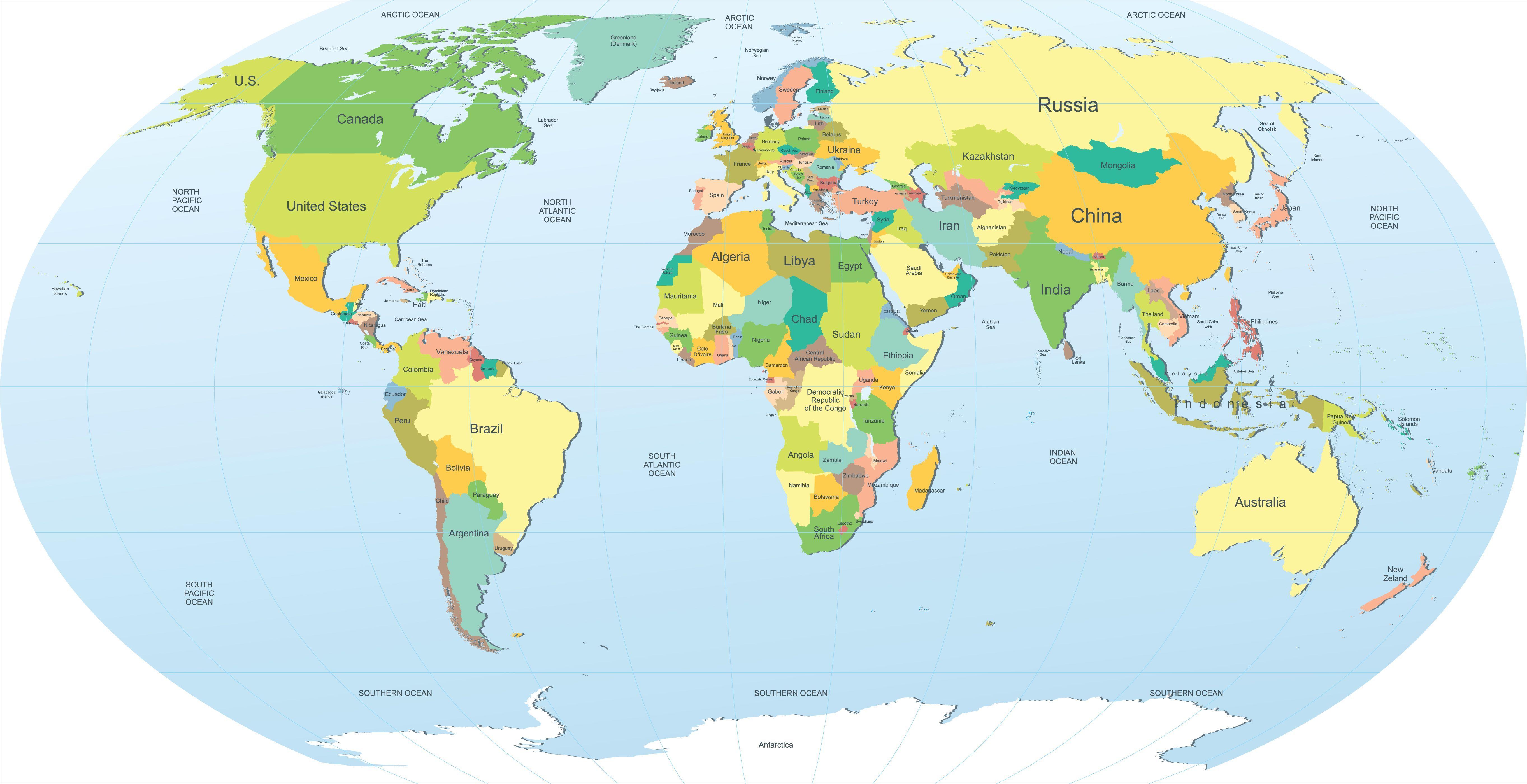 World Maps With Countries Wallpapers Wallpaper Cave