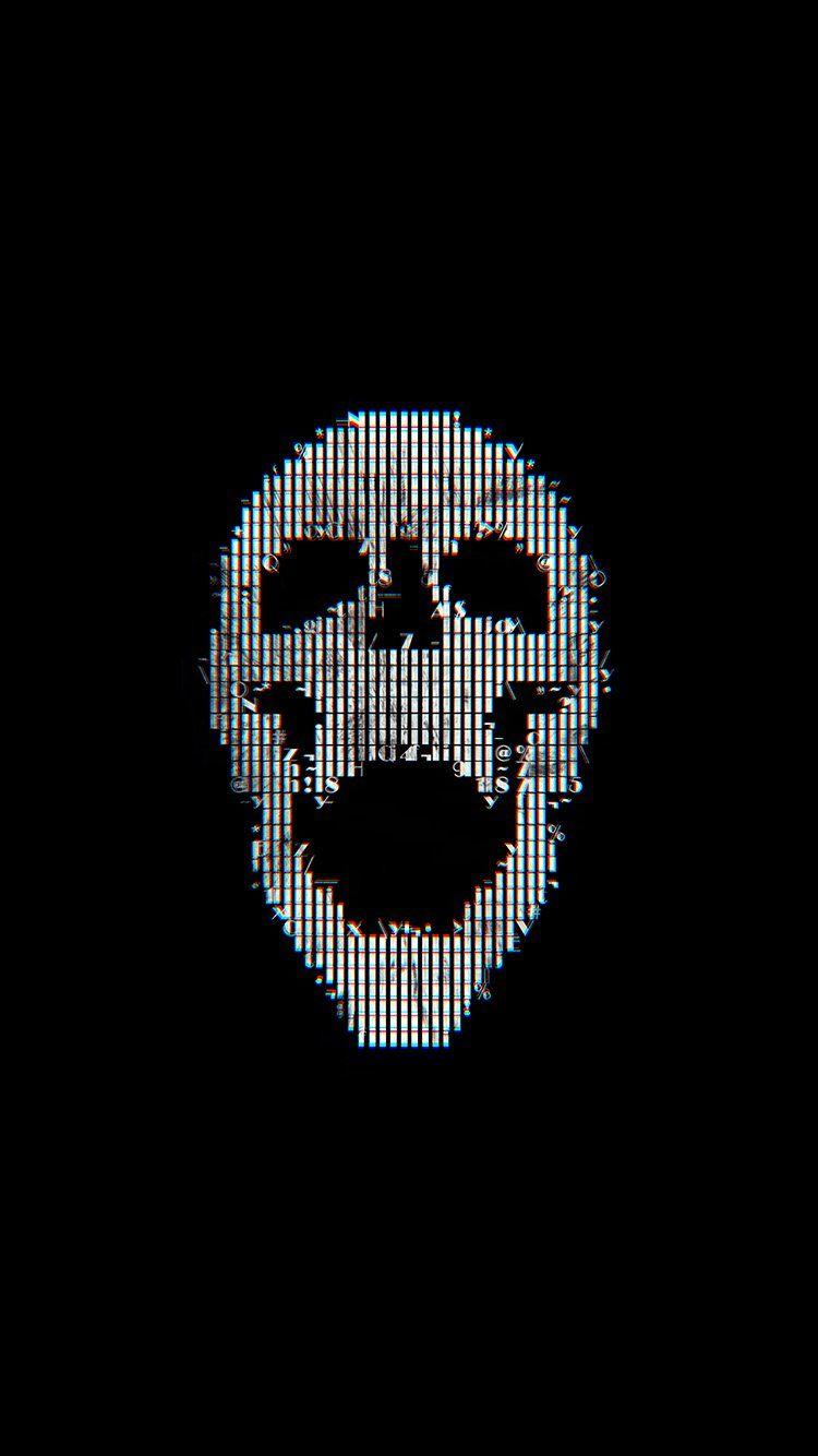 iPhone wallpaper. digital skull dark black