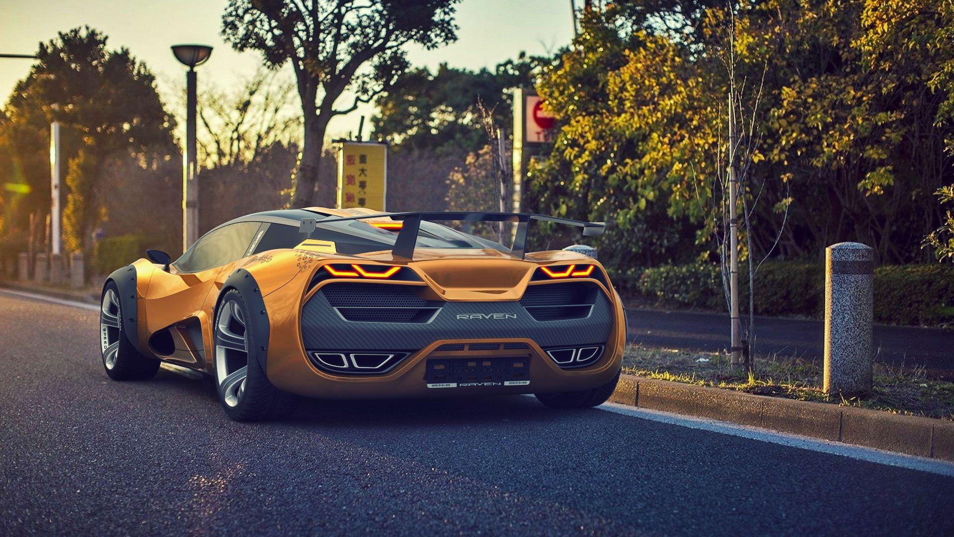 HD Background Lada Raven 2015 Concept Sportscar Yellow Rear View