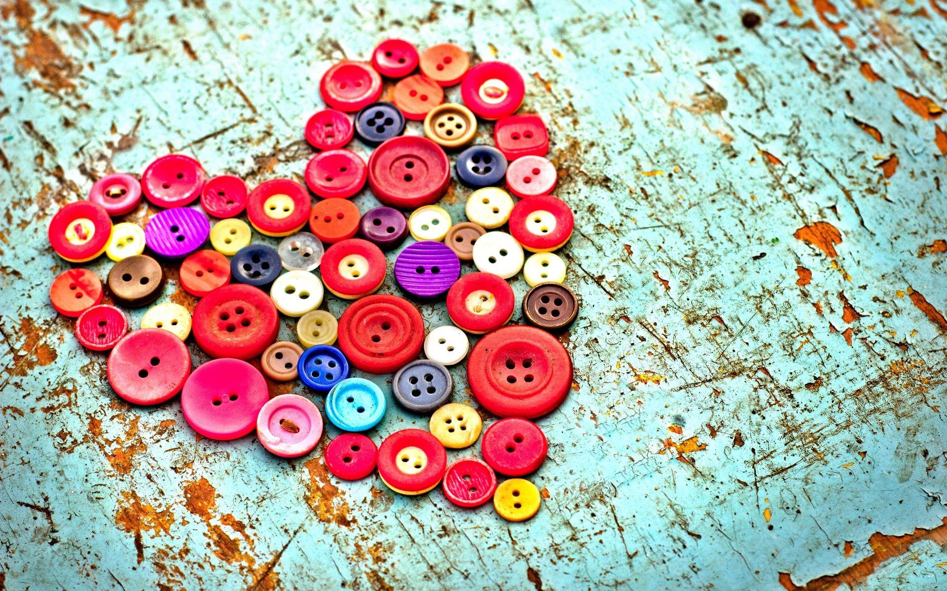 Colorful Button Love Abstract Photography Wall Wallpaper