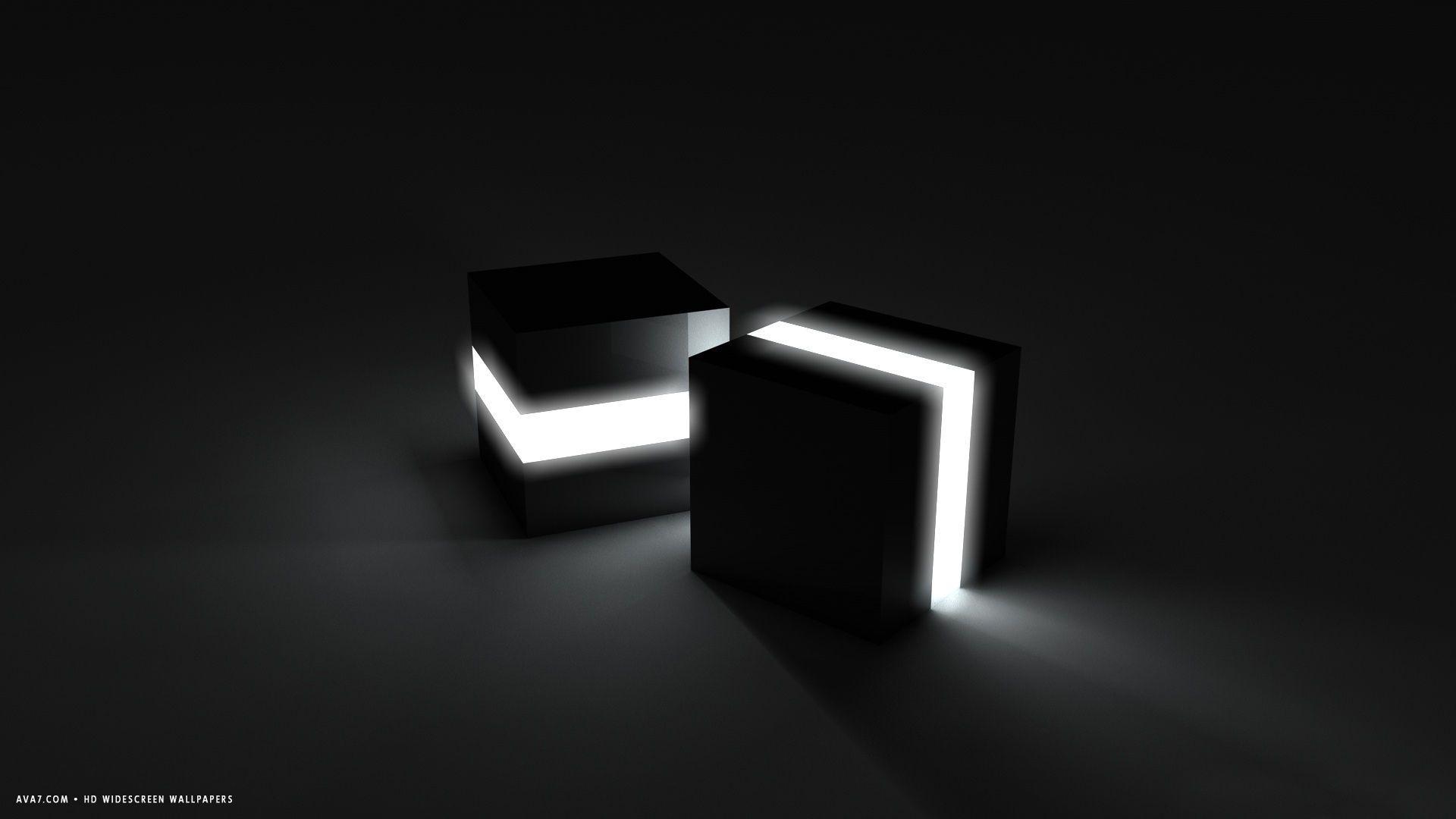 3D neon cubes black light glowing simple HD widescreen wallpaper