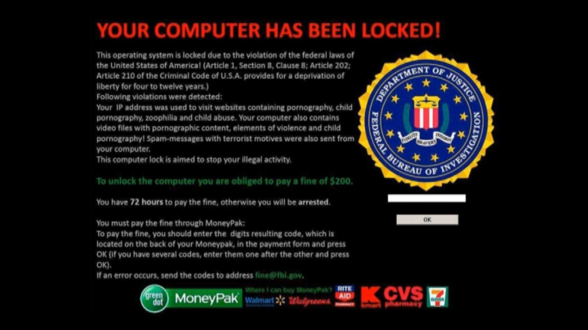fbi moneypak virus