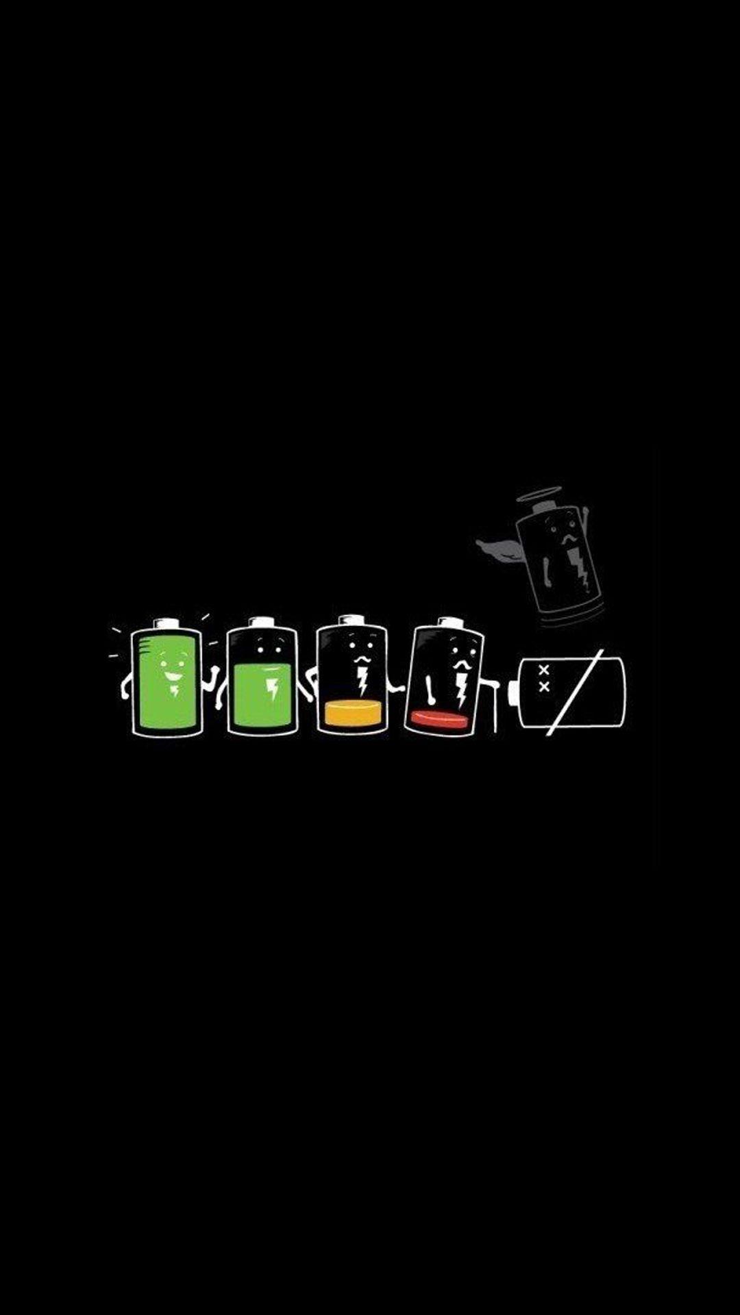 The Battery Life. Funny cartoon art iPhone wallpaper. Tap to see