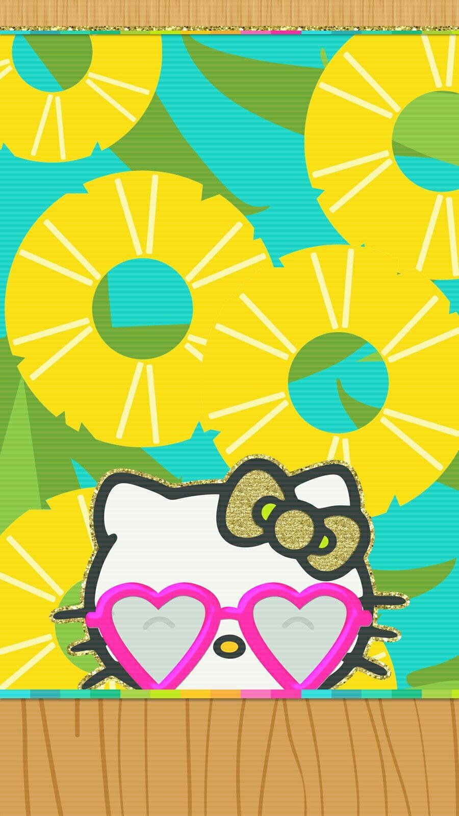 pineapple #cutewalls #wallpaper #iphone #summer. Hello kitty background, Hello kitty wallpaper, Hello kitty picture