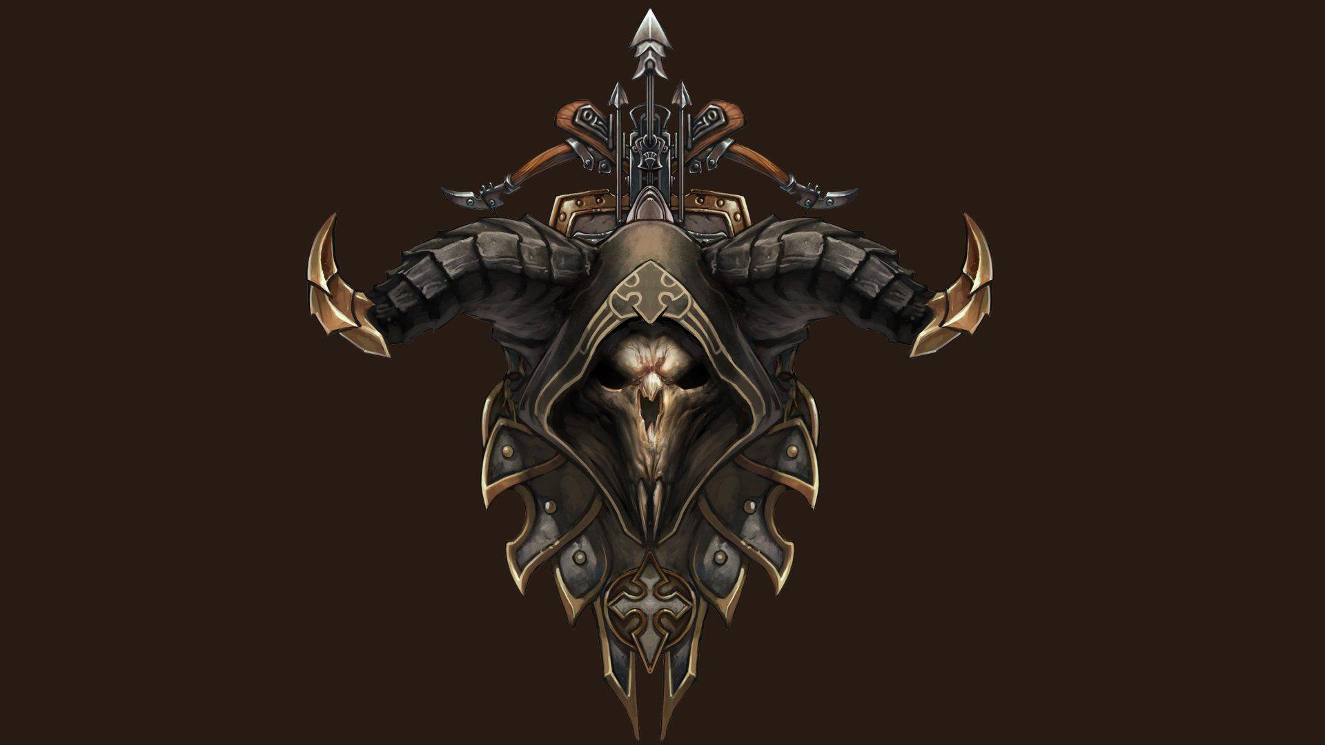 Skulls horns Demon Hunter Diablo III crossbows wallpaperx1080
