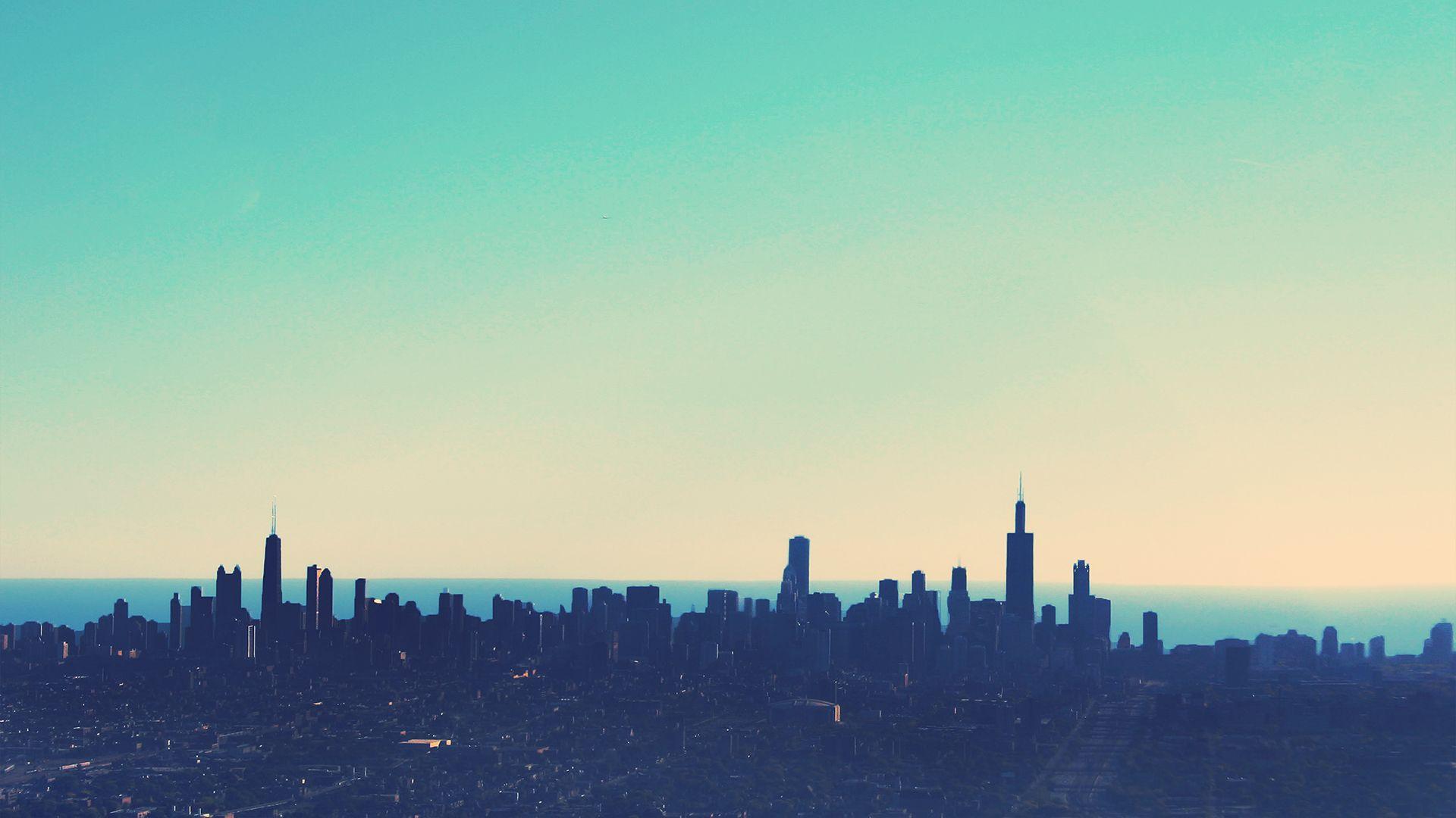 Chicago Colorful Skyline View Desktop Wallpaper