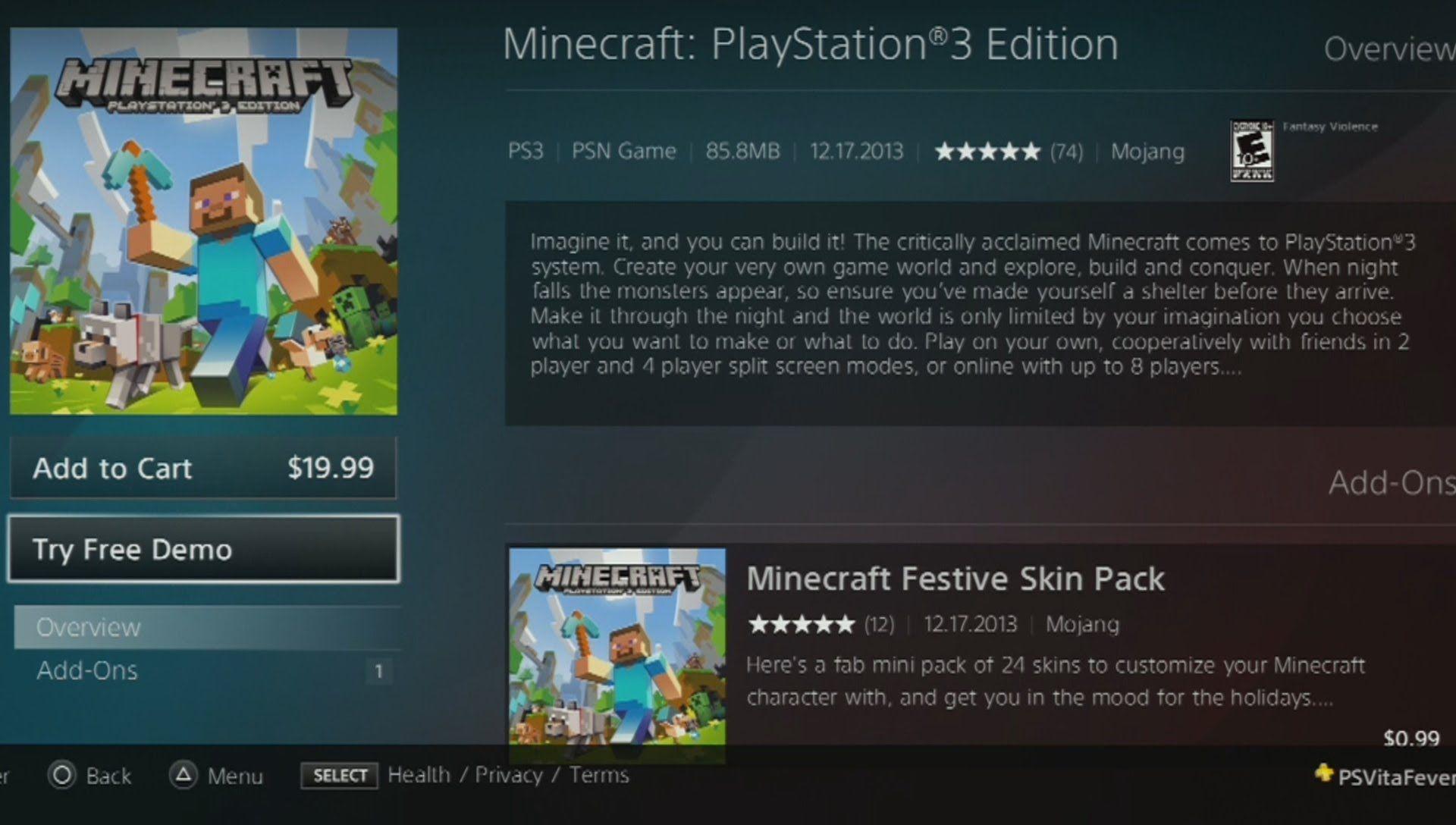 Minecraft PlayStation 3 Edition Now Avaliable & Demo Released