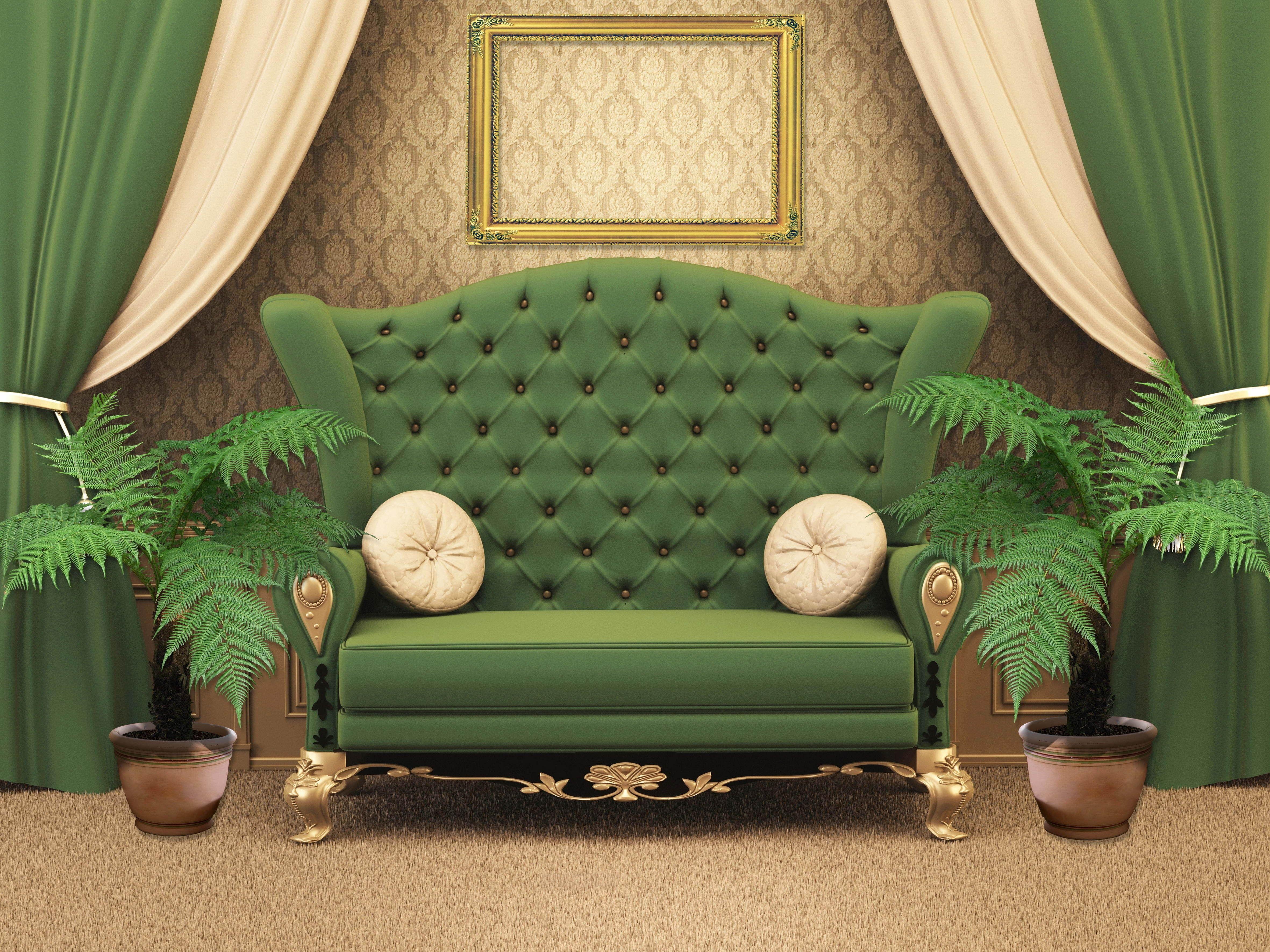 Download wallpaper 4724x3543 chair, green, room HD background
