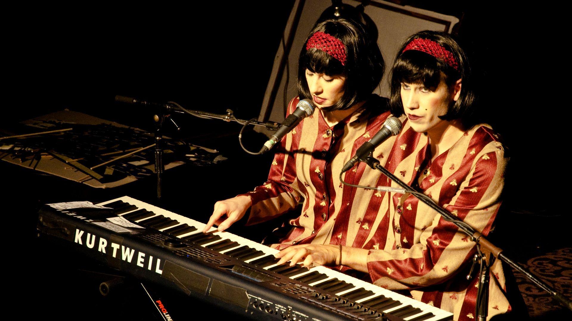 Download Wallpaper 1920x1080 evelyn evelyn, brunettes, synthesizer