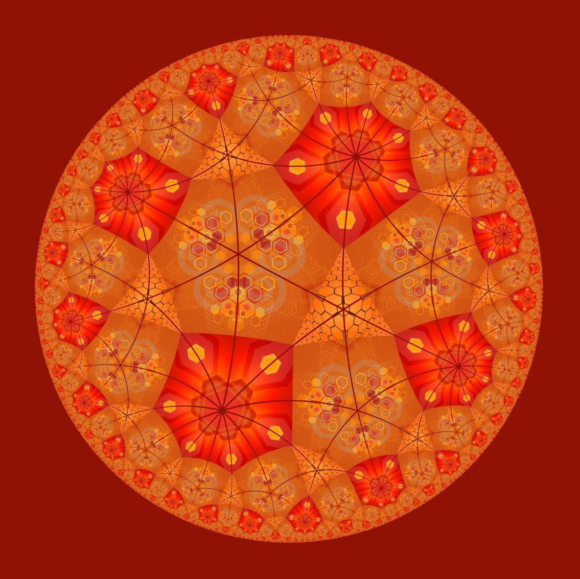 Hyperbolic Hexagon 6 Orangey Red Hex Wallpaper