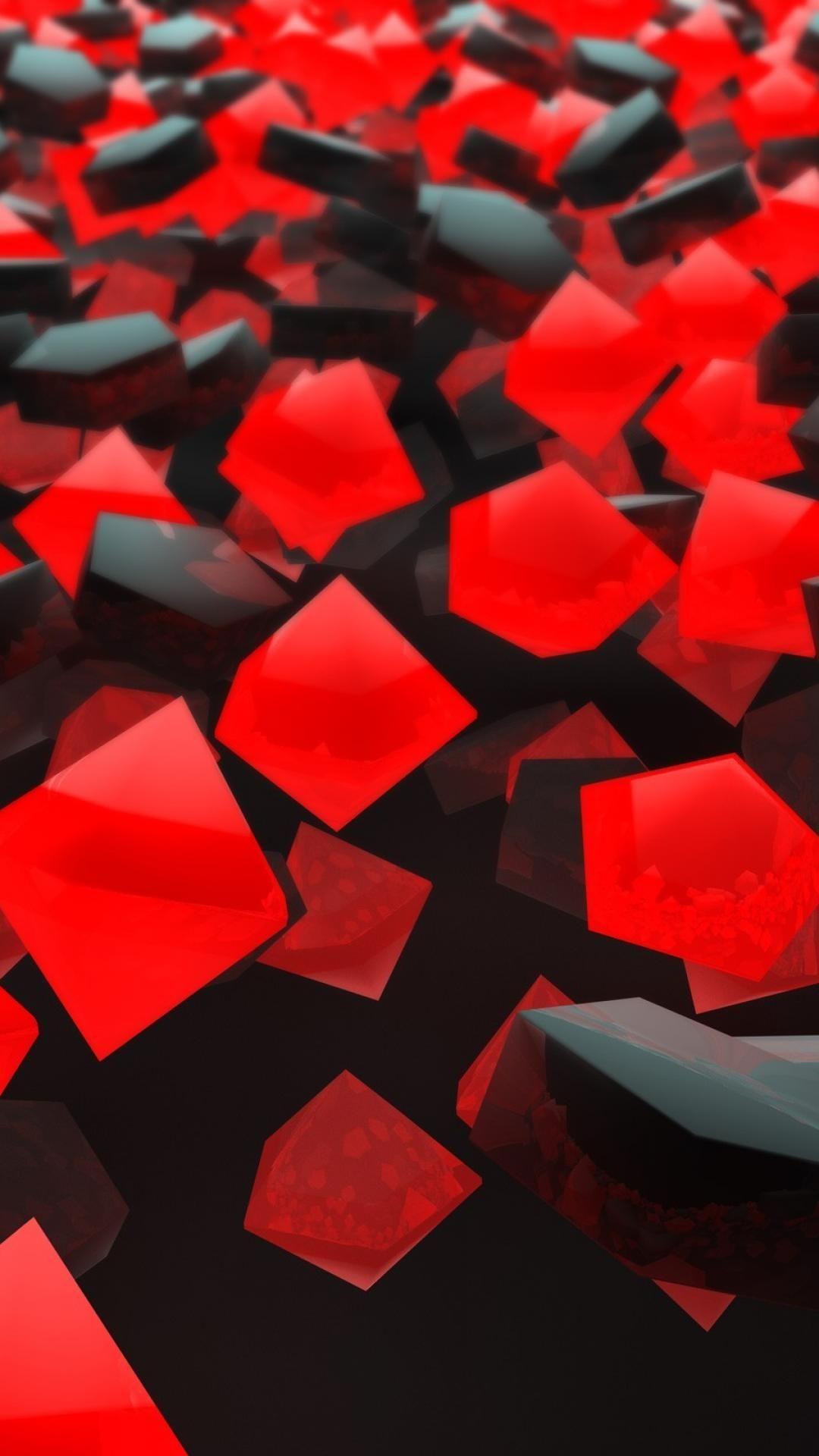 Abstract black red cubes wallpaper