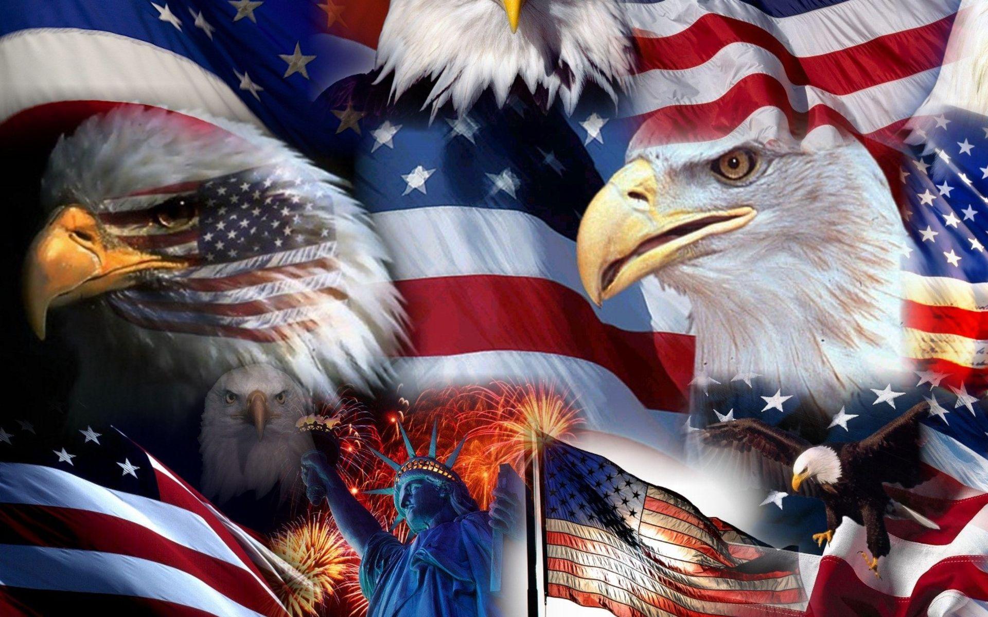 Desktop american flag with eagle wallpaper