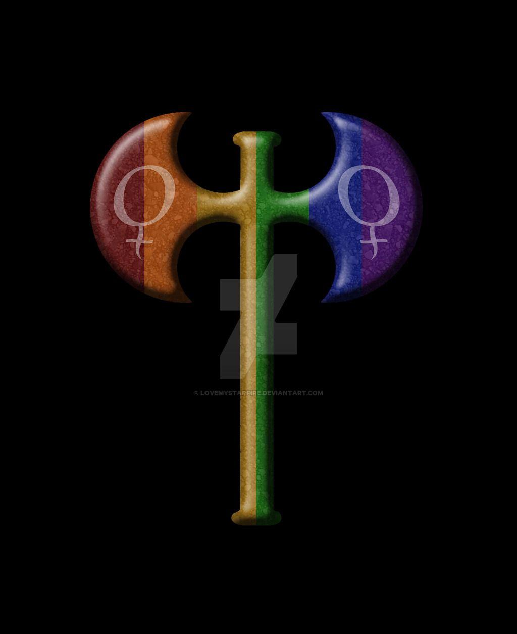 Rainbow Colored Lesbian Pride Labrys