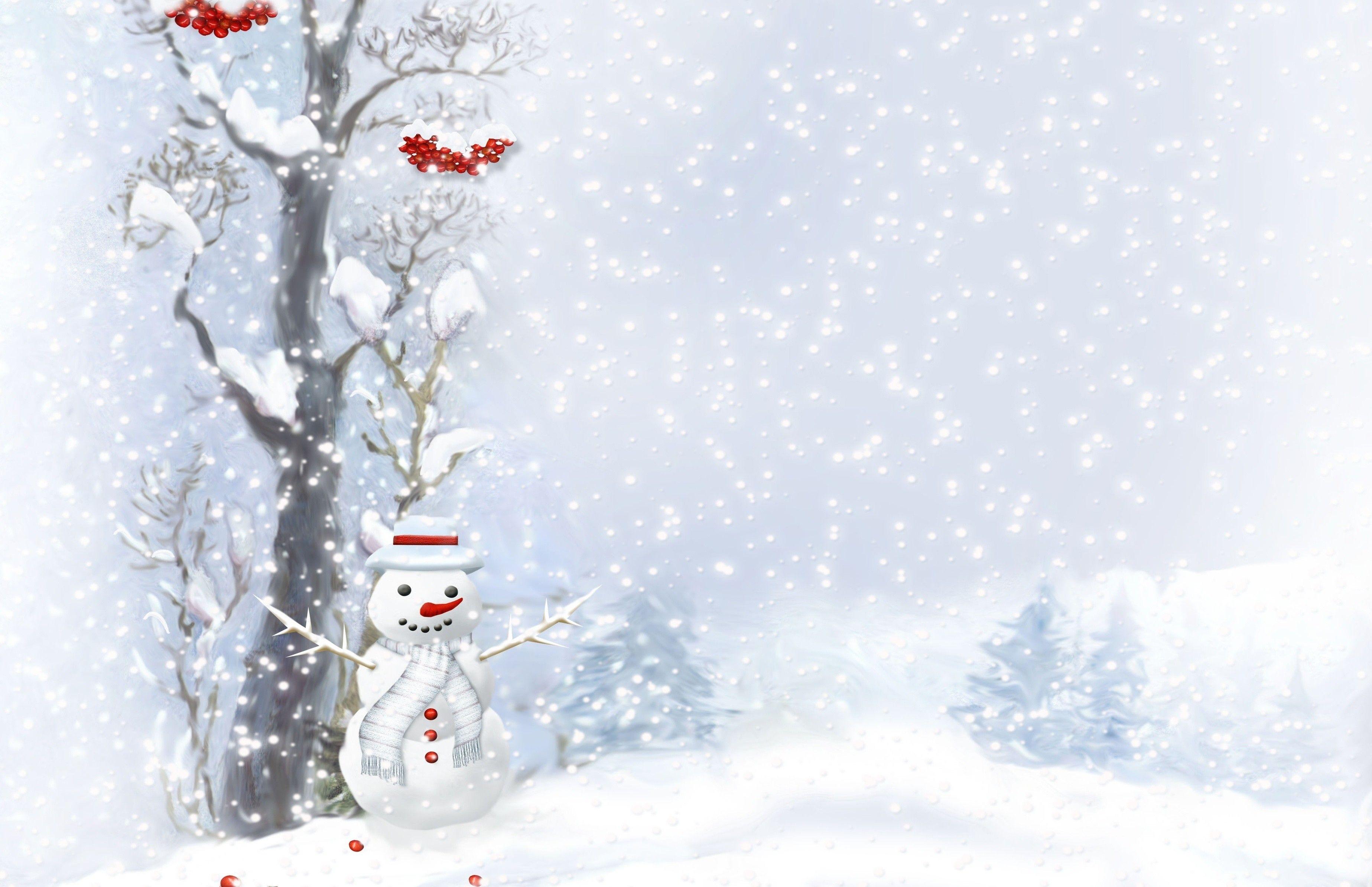 Winter: Tree Snow Scene Snowman Winter Wallpapers Free HD 16:9 High