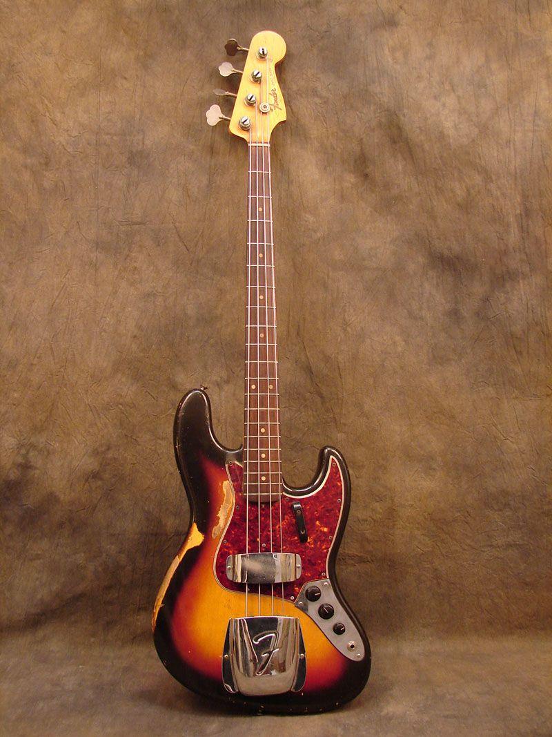 Photos of Vintage fender bass guitars, jazz bass and precision bass