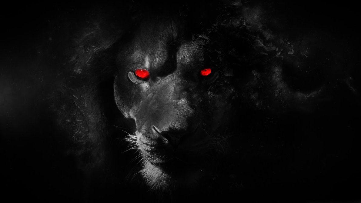 Black lion witch red eyes