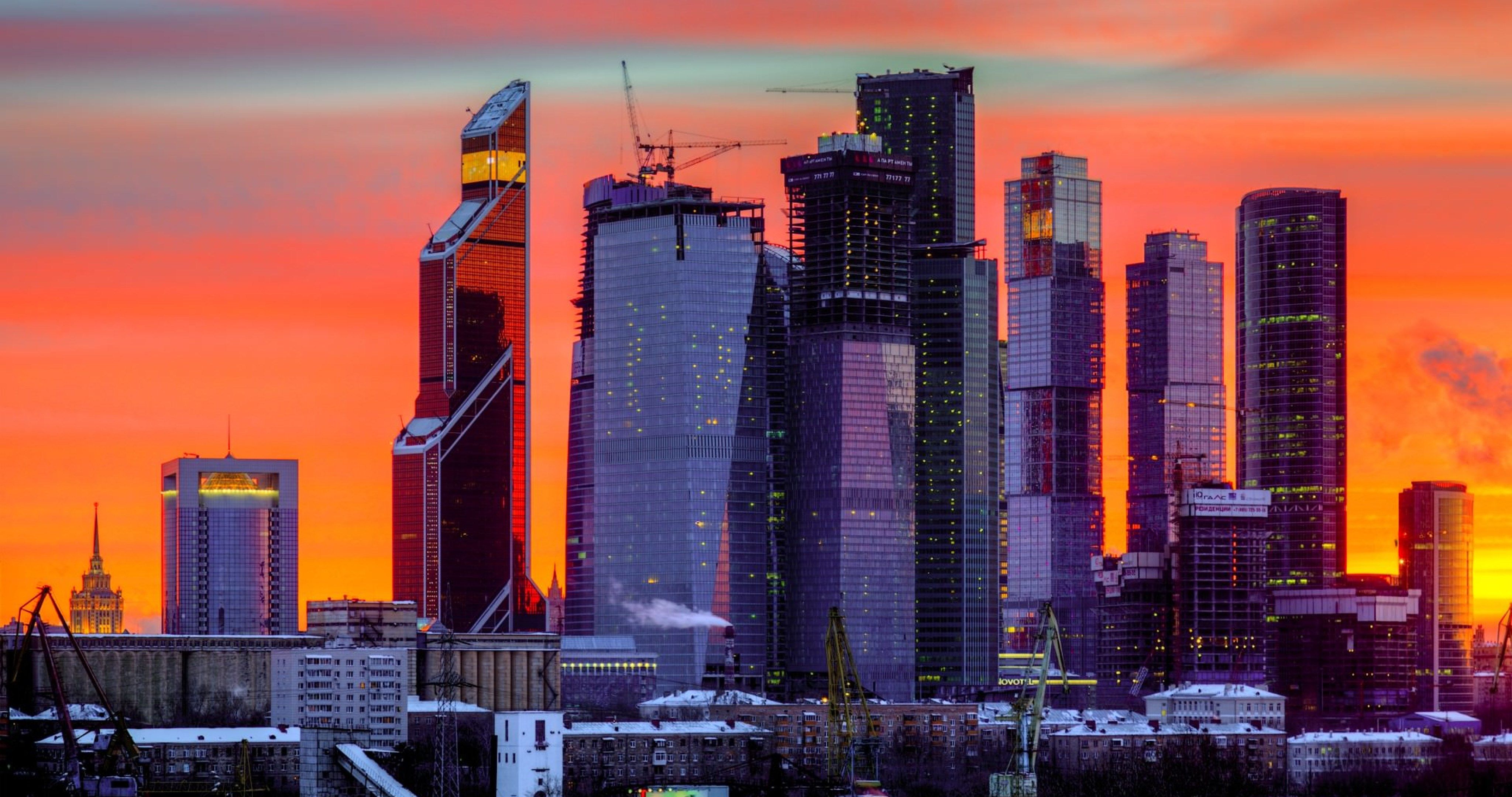 moscow city night tower 2000 4k ultra HD wallpaper
