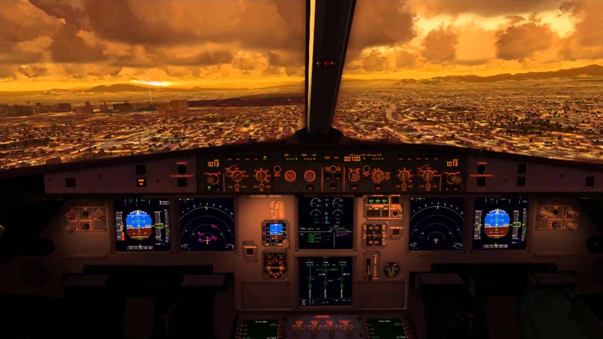 Free Download - cockpit of a passenger plane airplane interior, pilot seat  pilot windshield during flight in the sky above the clouds. Generative AI -  Backgrounds & Textures - indivstock