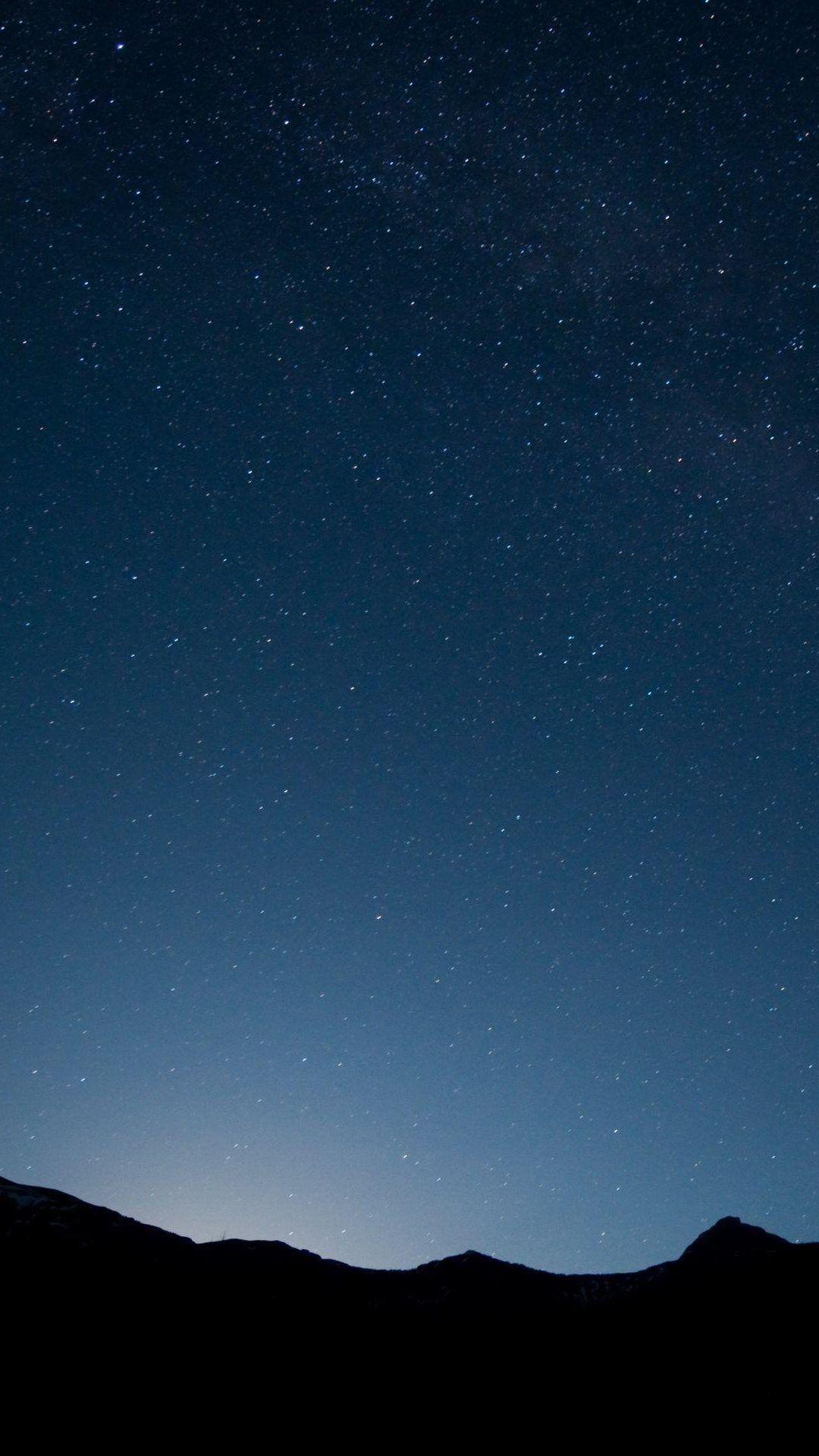 Mountains Night Silhouette Stars Sky iPhone 6 Plus HD Wallpaper. KK