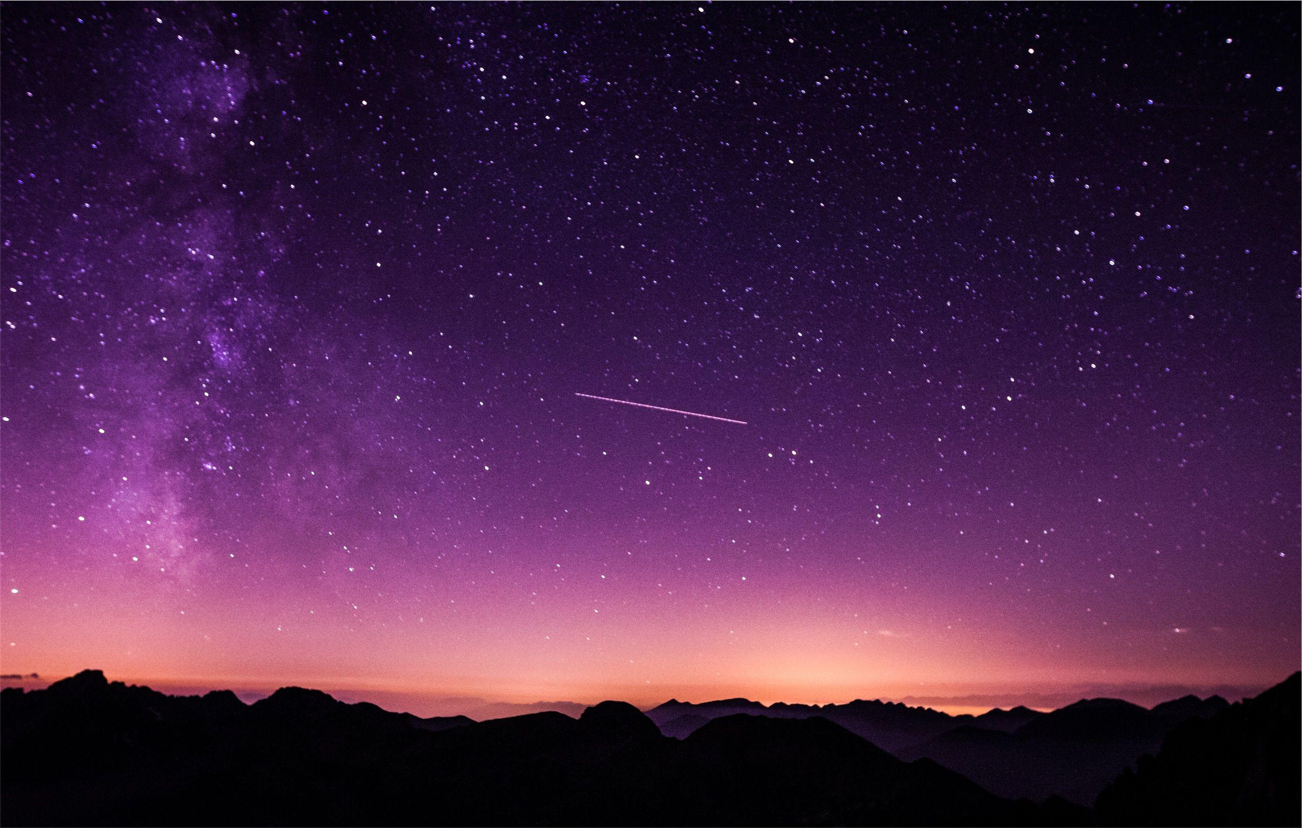 Shooting Stars In Purple Sky, HD Nature, 4k Wallpaper, Image