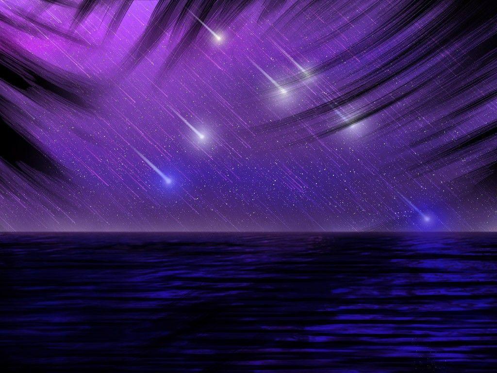 Sky: Shooting Stars Palm Fronds Night Sky Art Sea Picture