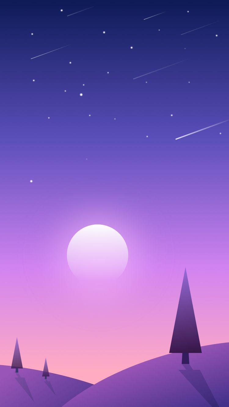 Sunset Scenery Sky Shooting Stars IPhone Wallpaper