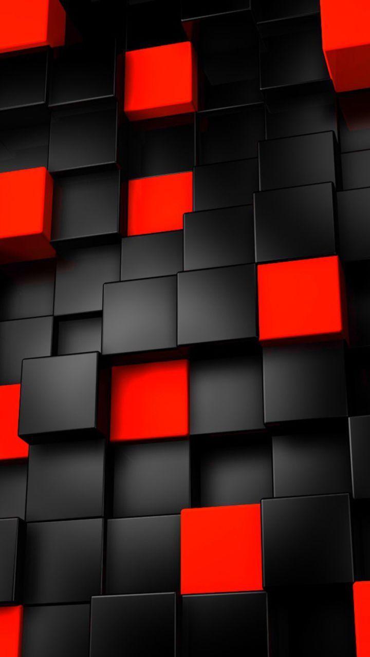 Black Red Cubes Pattern. Mobile Wallpaper. HD Phone Wallpaper