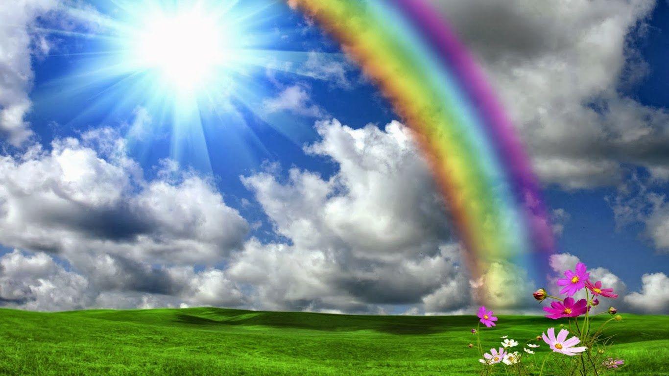 Beautiful Rainbow Shining Sun Nature HD Wallpaper