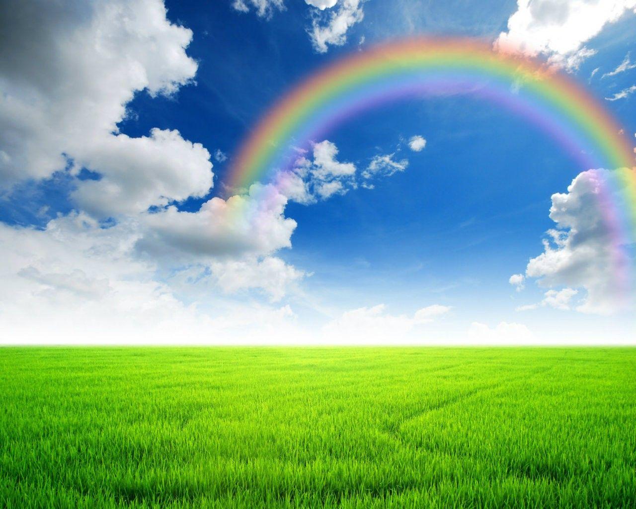 Field: Nature Beautiful Sky Field Rainbow Desktop Wallpaper Fields