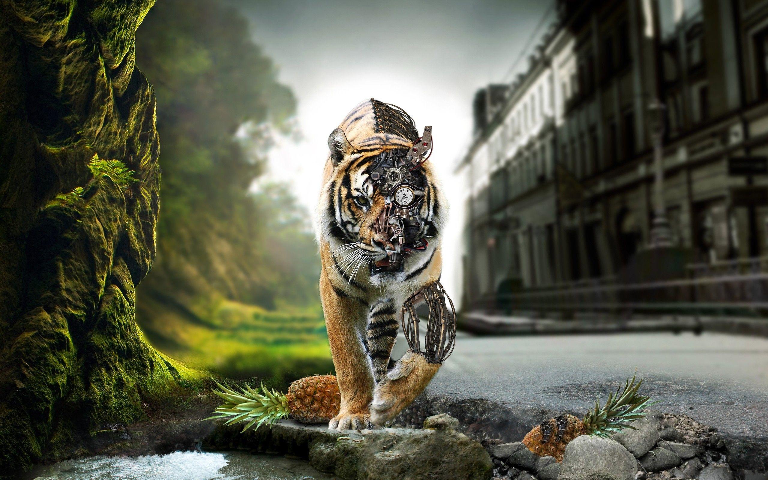 3D Tiger Bionic HD Wallpaper widescreen 1080P download HD