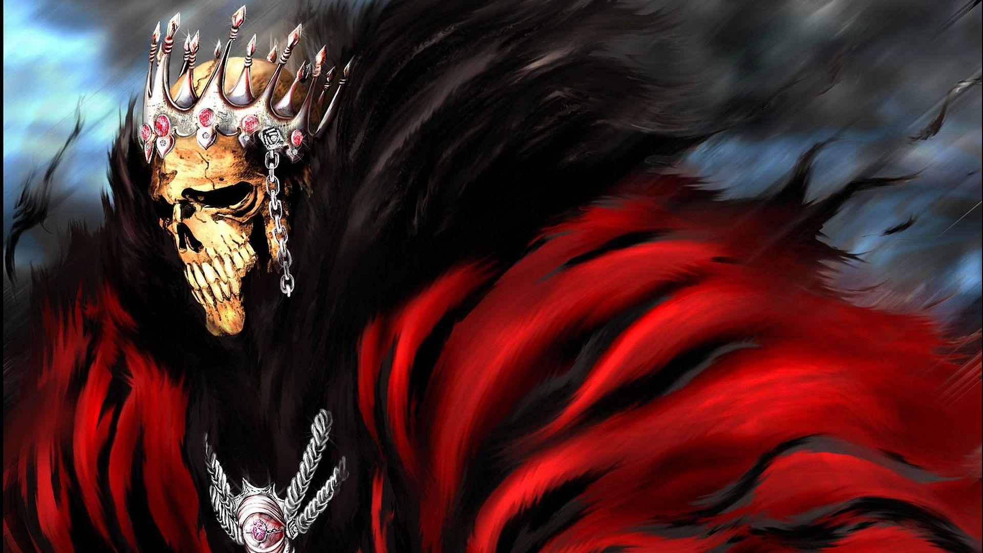 Wallpaper, illustration, red, skull, crown, Bleach, Espada
