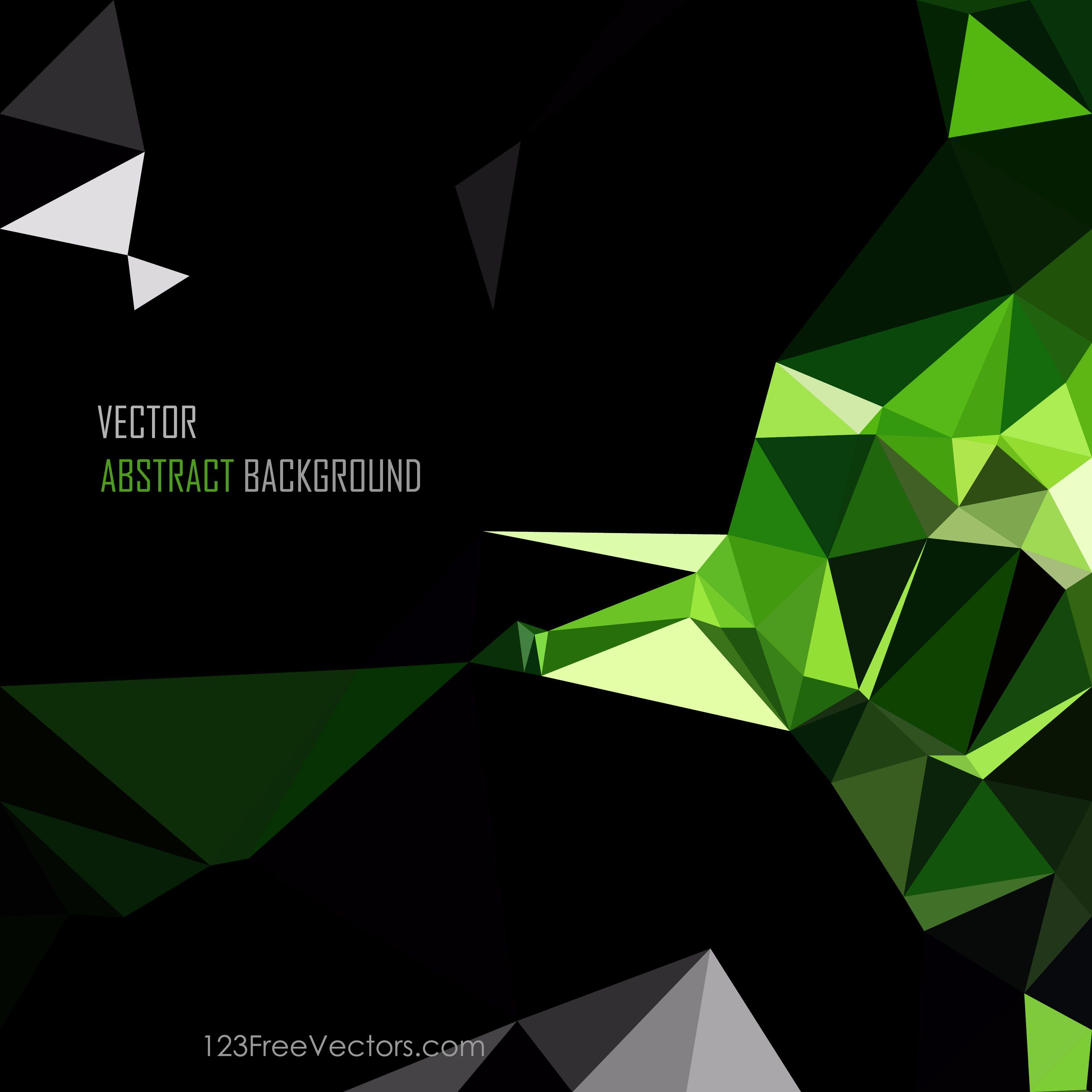 Polygonal Triangular Black Green Wallpaper BackgroundFreevectors