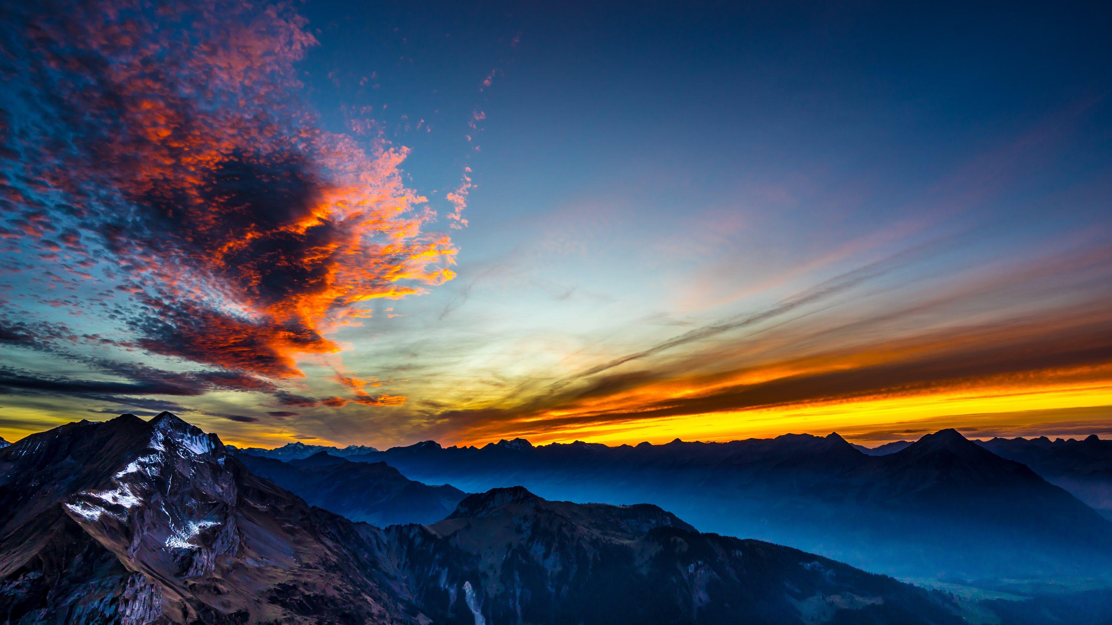 Mountain Sunset 4k Ultra HD Wallpaper. Background Image