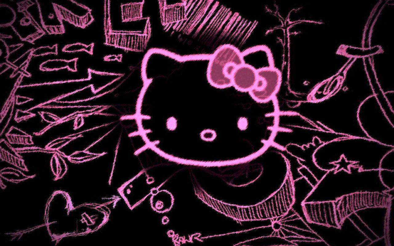Wallpapers Hello Kitty Hitam Pink Wallpaper Cave