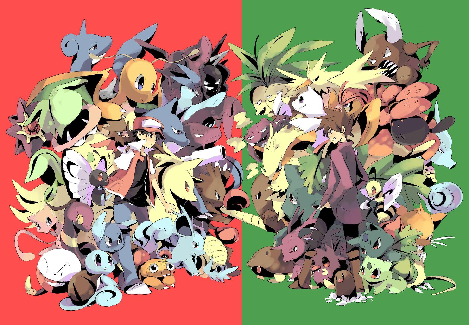 Red: Red Vs Green. Pokemon (game edition) fanart