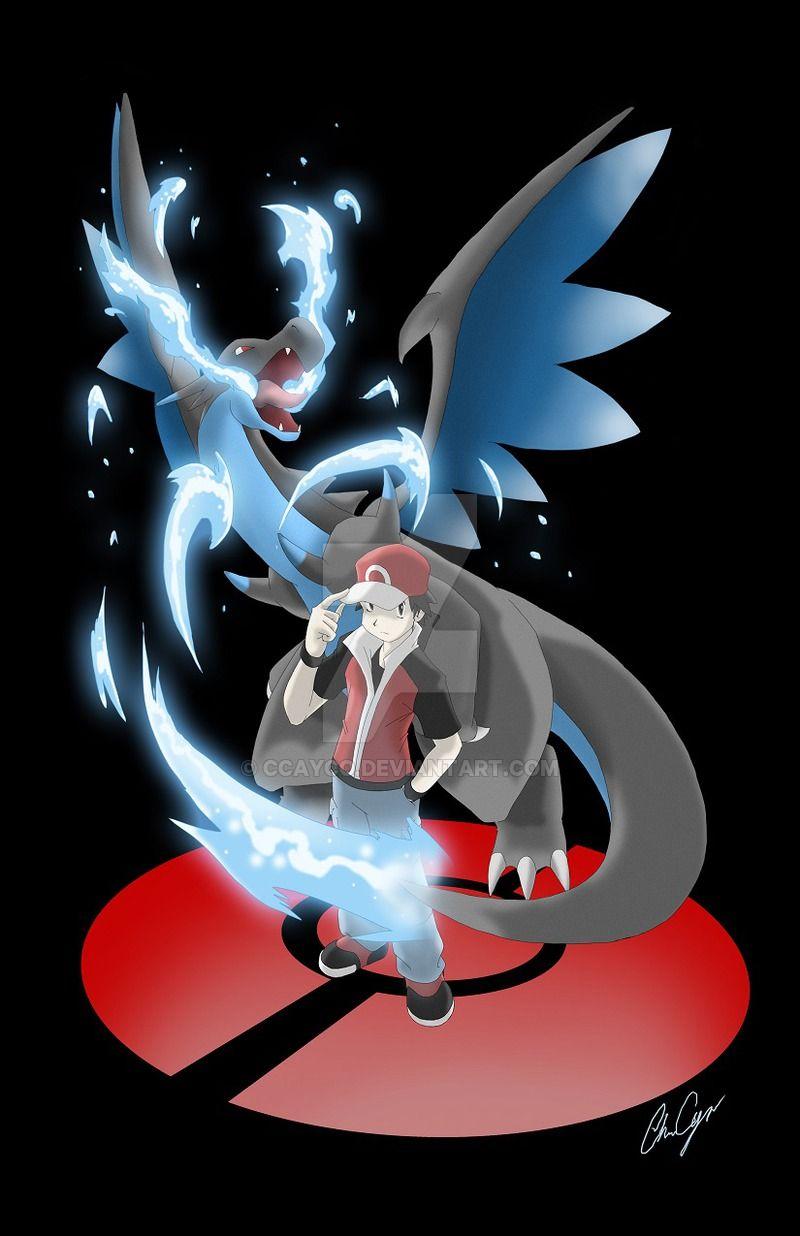 Trainer Red and Mega Charizard X