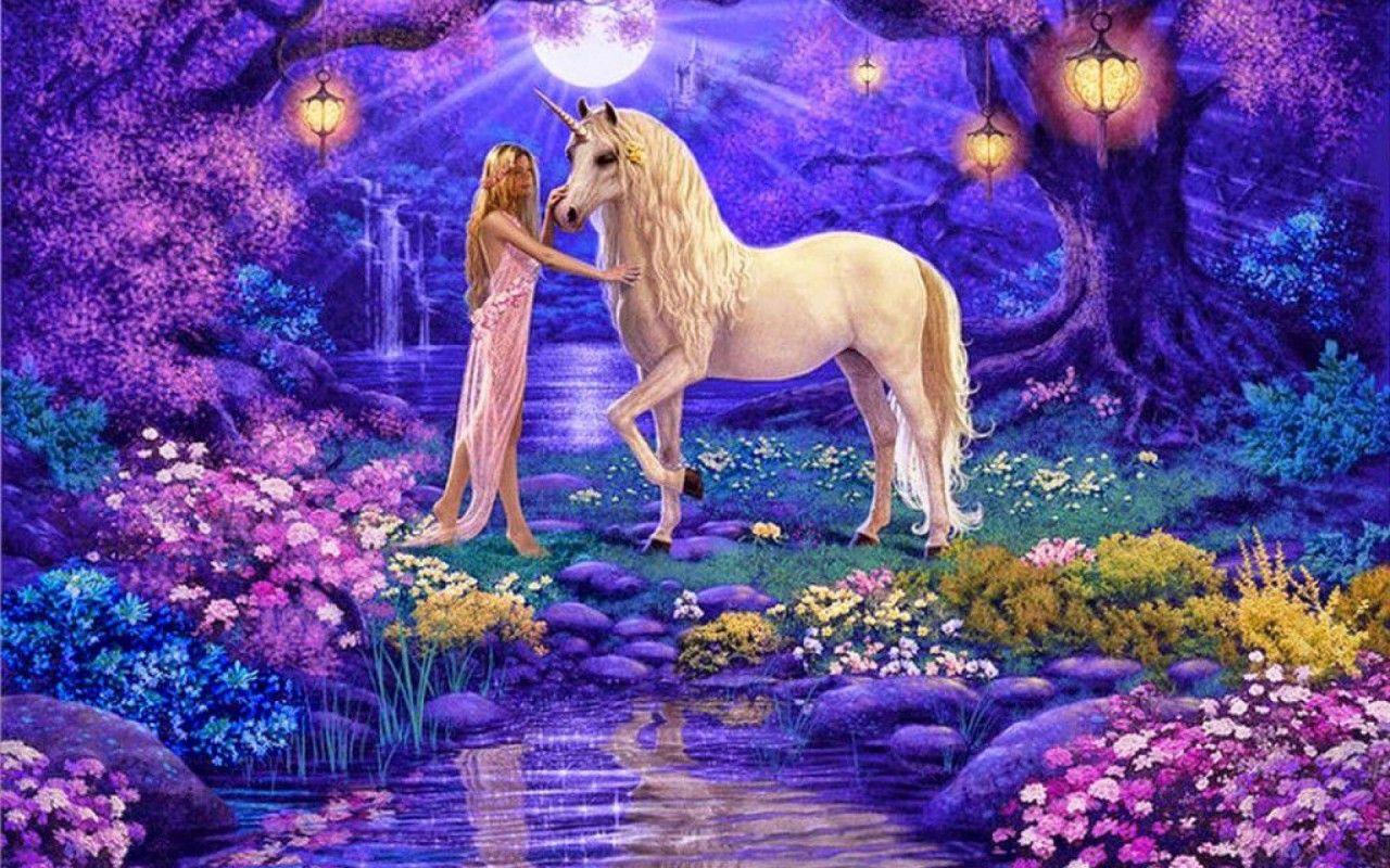 Unicorn In The Fairyland wallpaper. Unicorn In The Fairyland stock