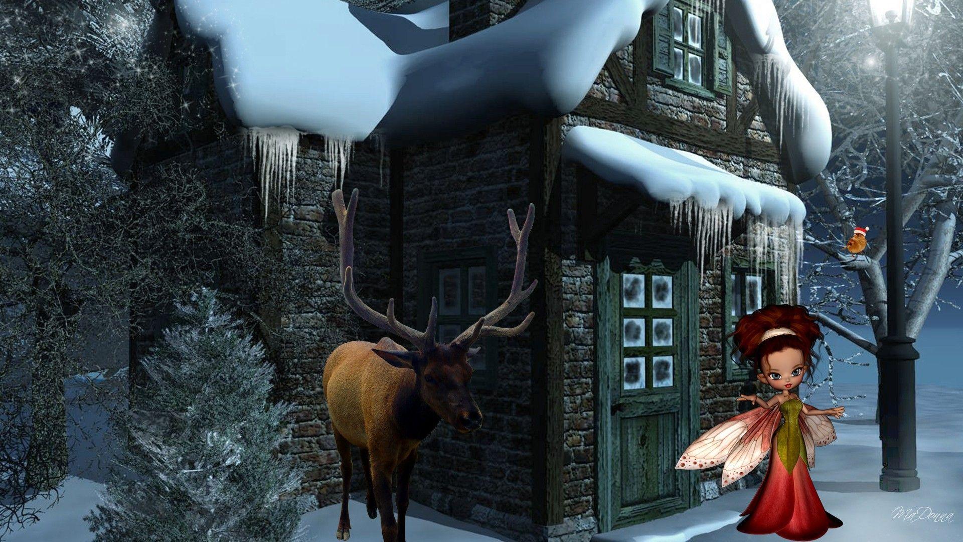 Winter: Winter Fairyland II Fairy Land Pixie Deer Reindeer Snow