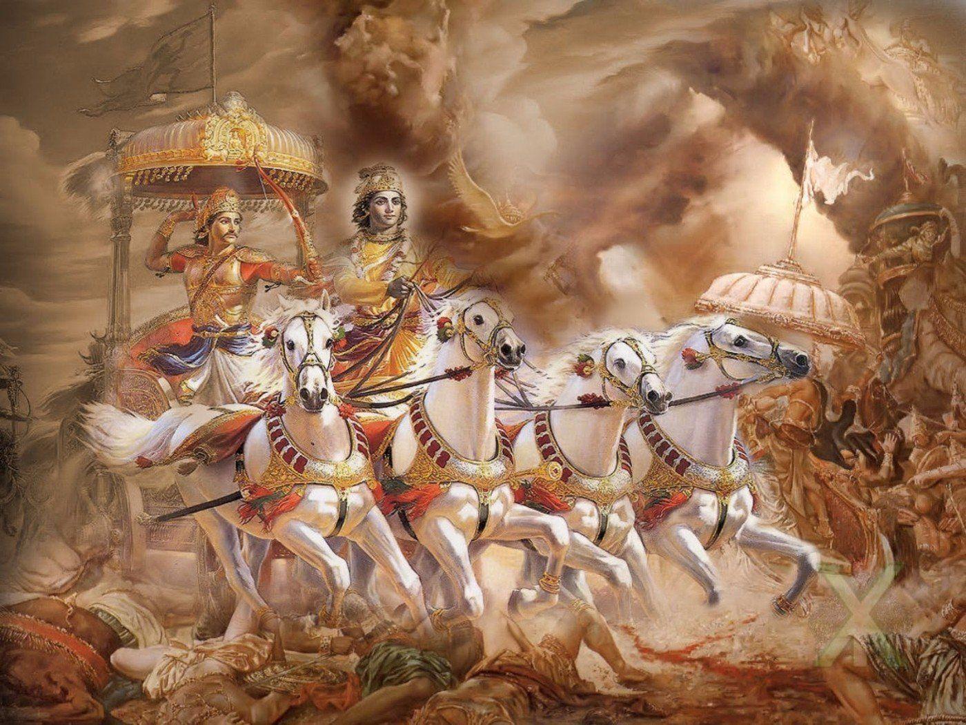Indian Art Gita and Arjuna in Kurukshetra