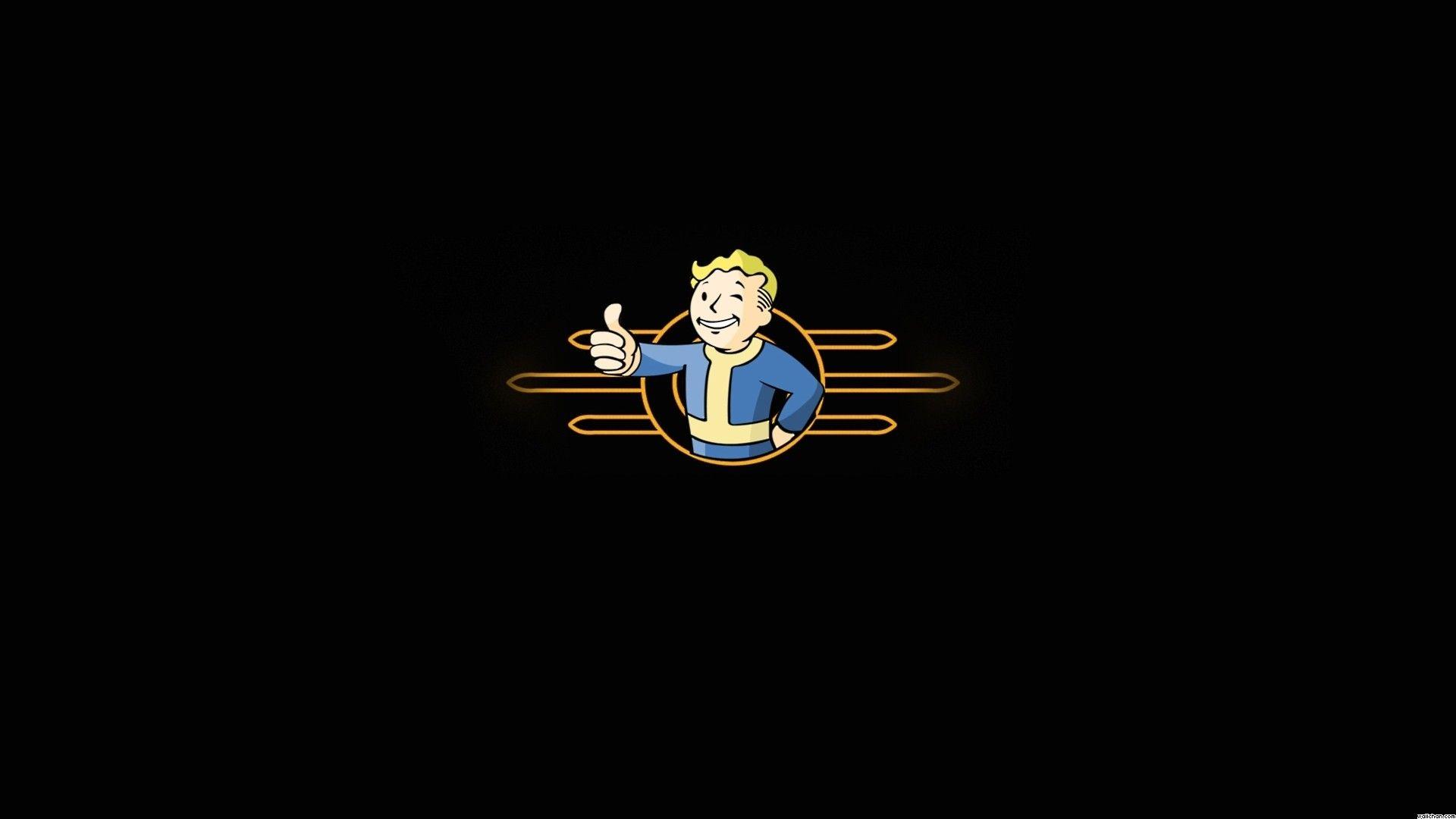 Wallpaper, logo, cartoon, Fallout, Vault Boy, screenshot, 1920x1080