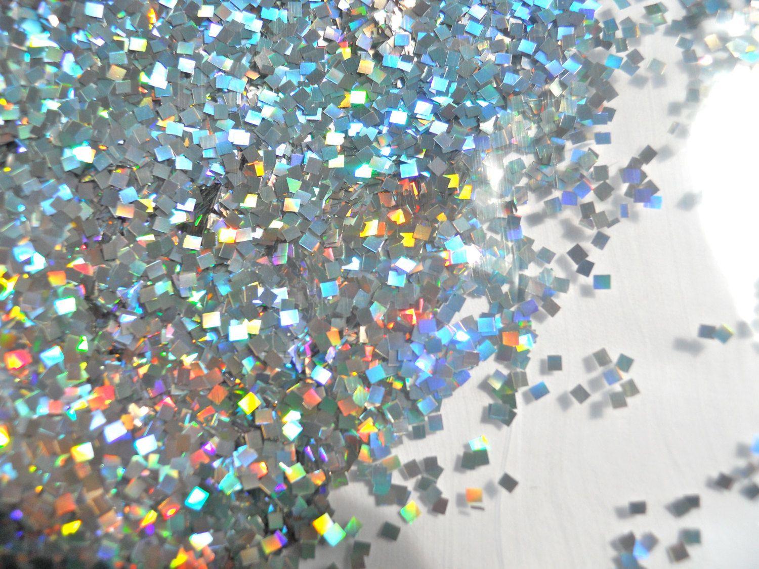 Holographic Silver Glitter 1 fl Ounce Medium Square Cut Nail