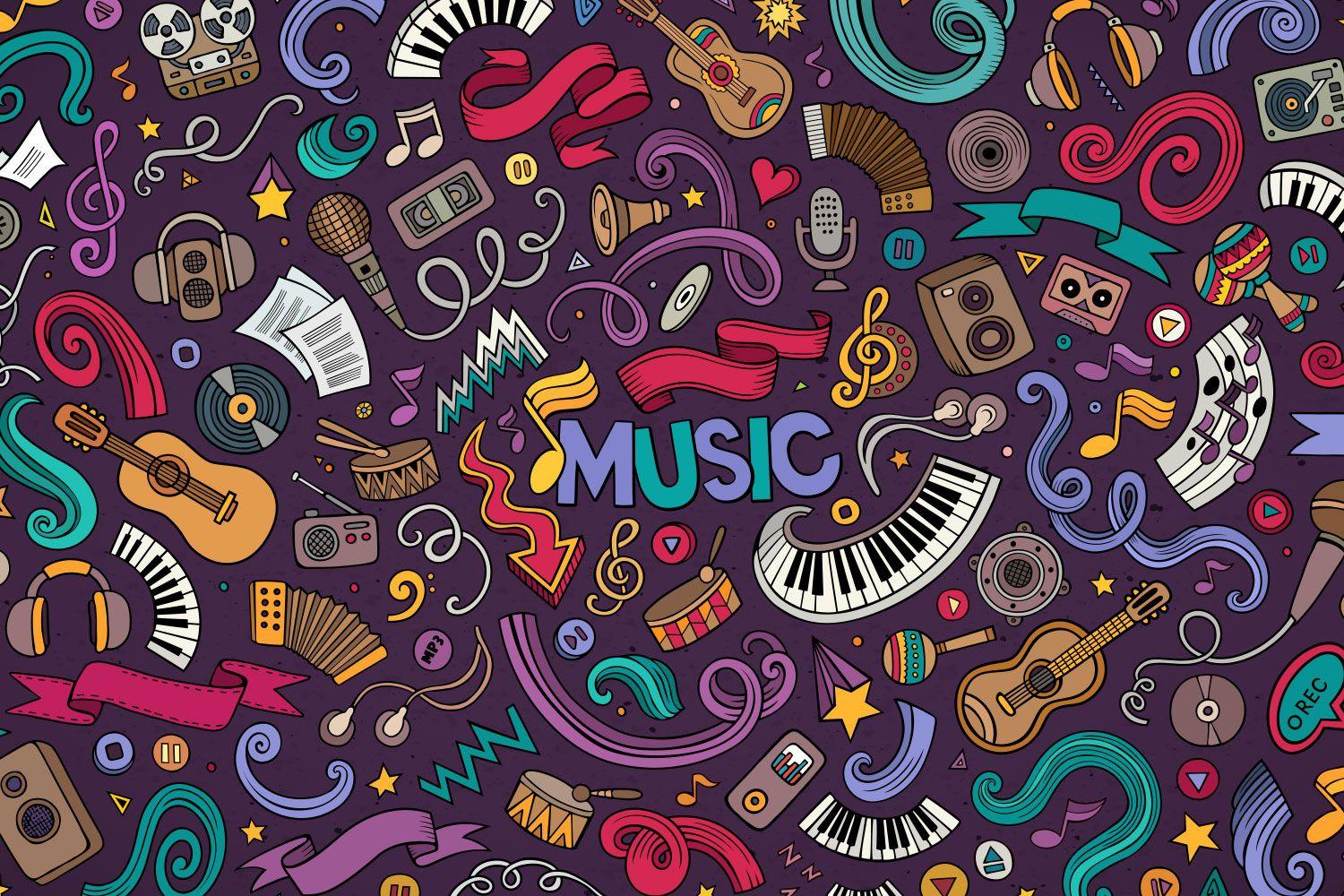 Grey Music Doodle Wallpaper for Decor