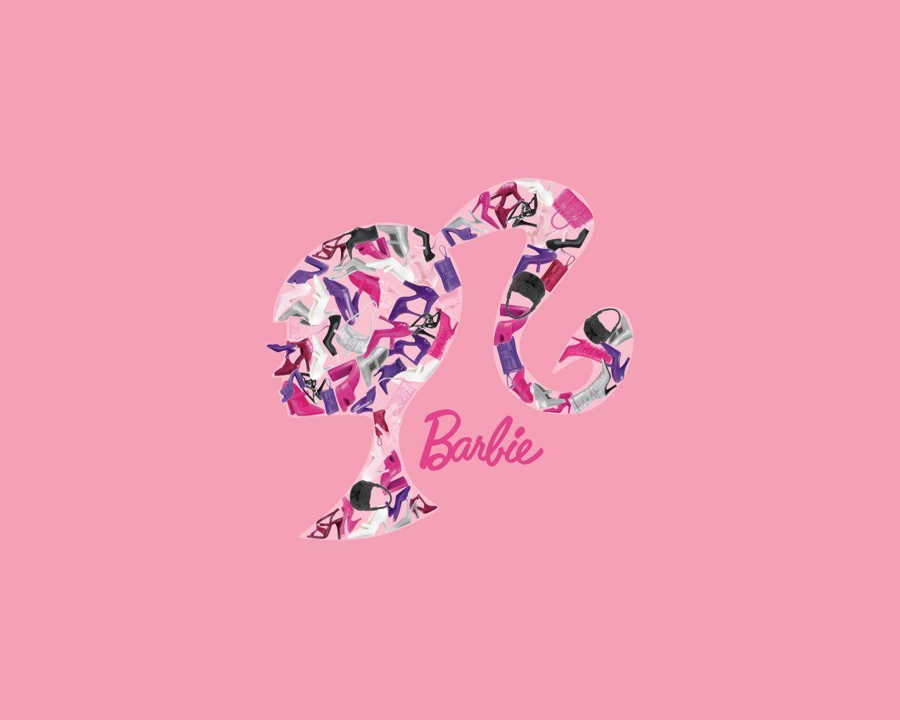 Barbie Logo Mix Removable Wallpaper Pink  WallShoppe Mirrors  Wall Decor   Maisonette