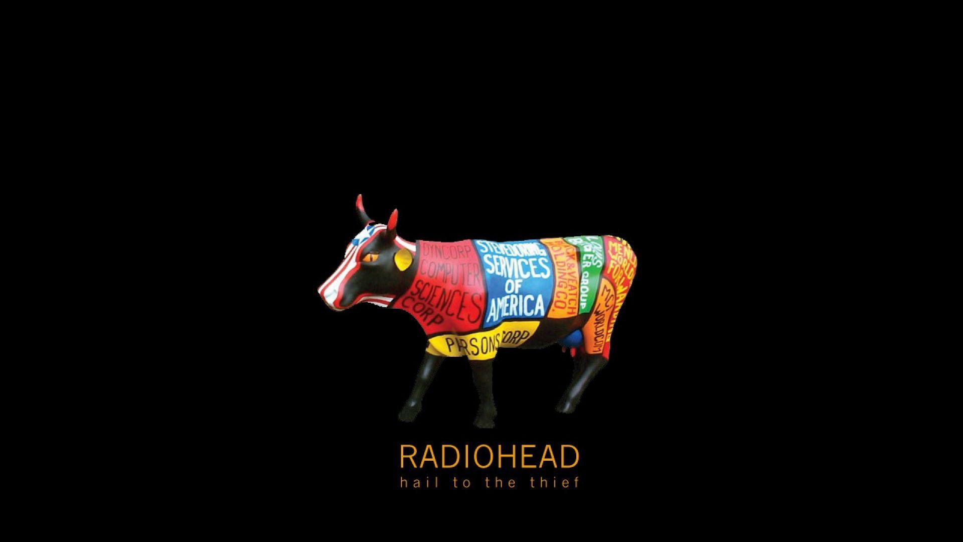 Download Wallpaper 1920x1080 radiohead, cow, cover, sign, letters