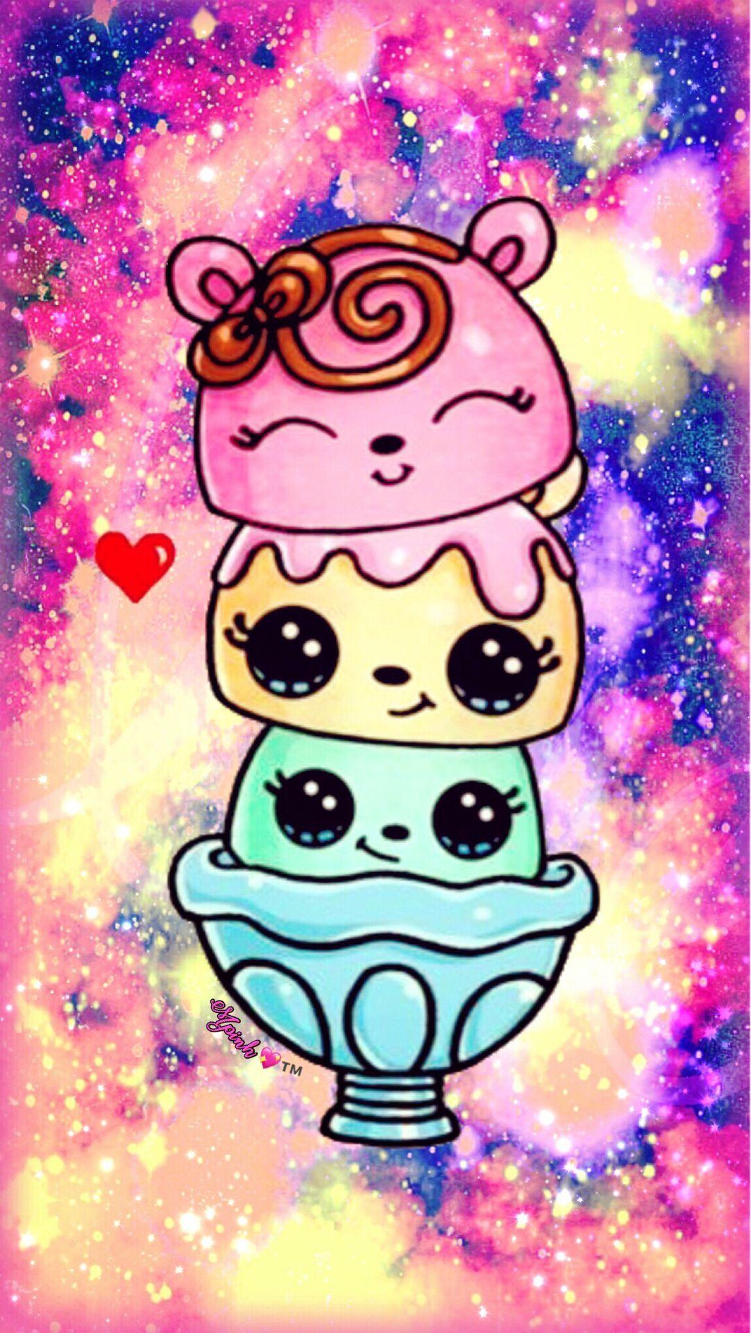 Cute Kawaii Icecream Galaxy Wallpaper #androidwallpaper