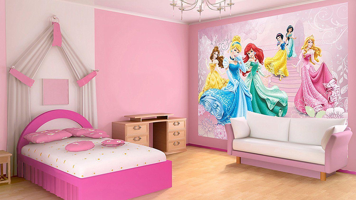 Disney Princesses Pink Castle Wallpaper Mural