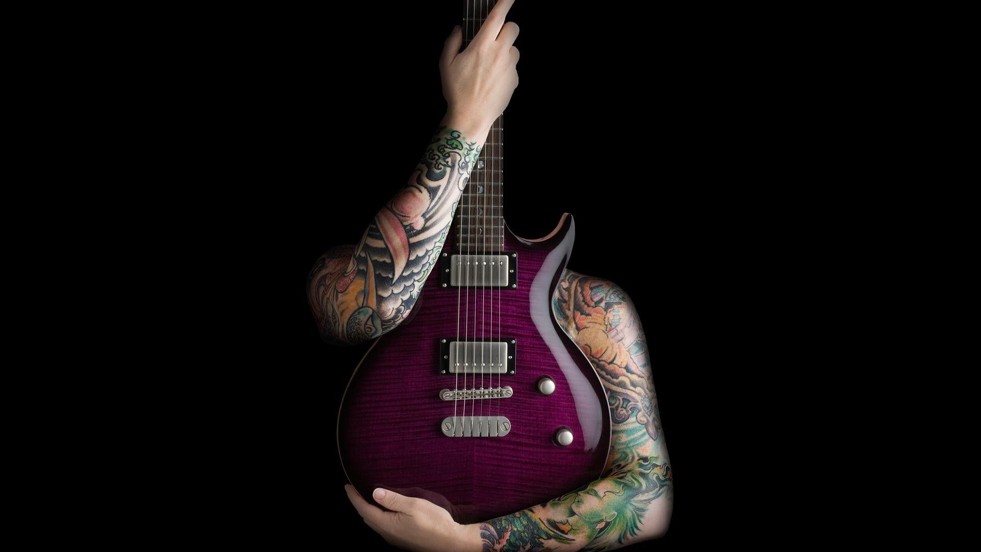 Guitar Tattoos Black wallpaperx1080