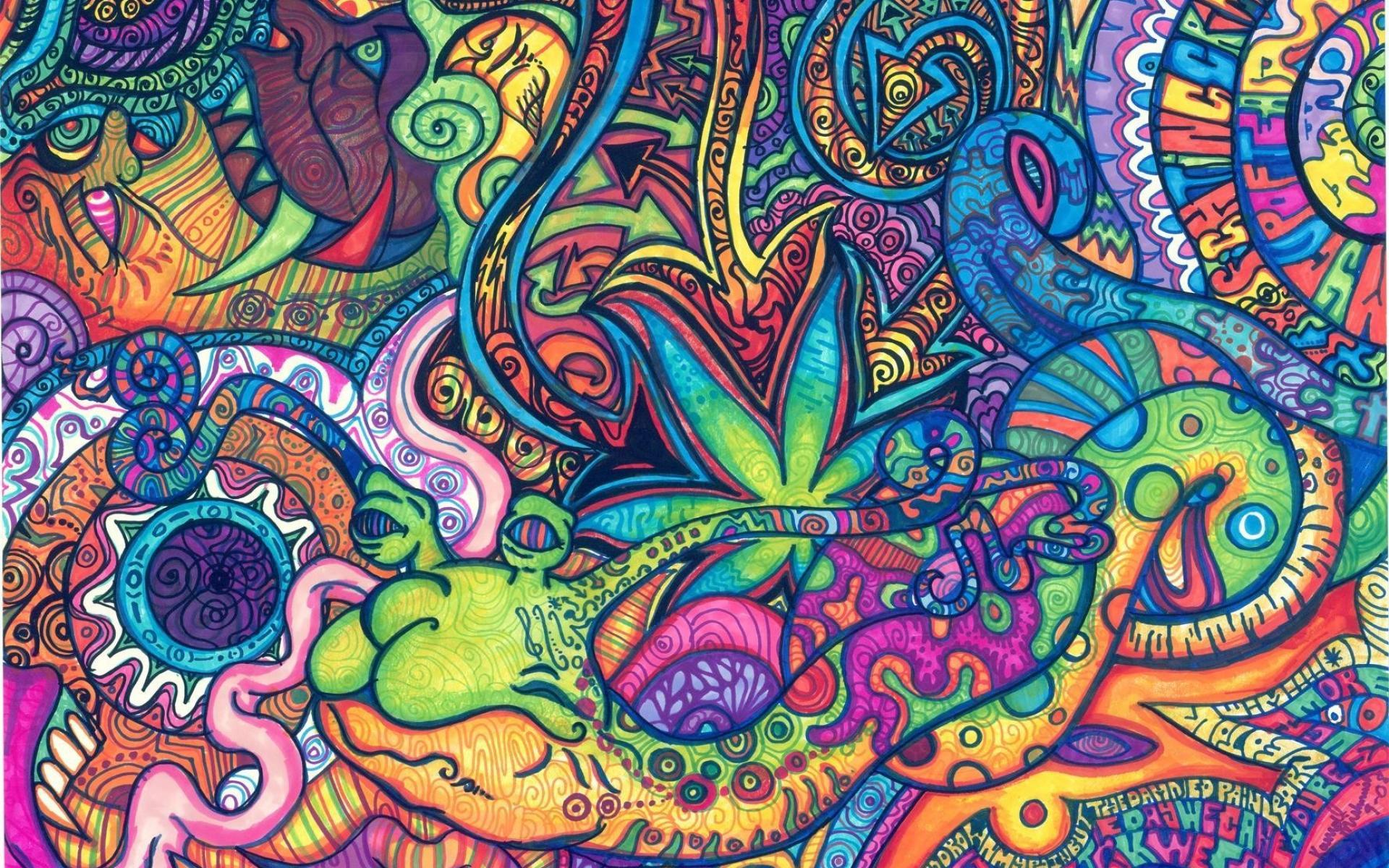Psychedelic trippy artwork traditional art snail wallpaper