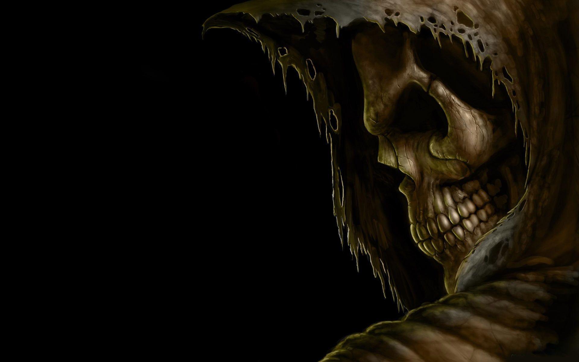 Wallpaper Grim Reaper, Skull, Darkness, Creepy